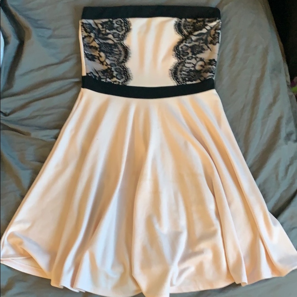 Blush Pink Homecoming Dress with Lace Detailing